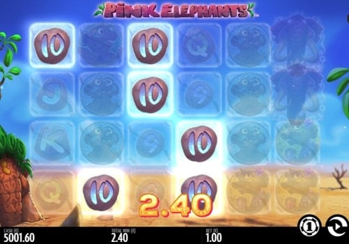 Игровой автомат Pink Elephants - призовая комбинация на линии Призовая комбинация на линии в игровом автомате Pink Elephants