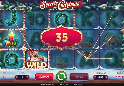 Игровой автомат Secrets of Christmas - призовая комбинация символов Призовая комбинация символов в игровом автомате Secrets of Christmas