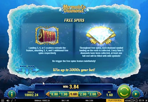 Онлайн слот Mermaids Diamond - описание фриспинов Описание фриспинов в онлайн слоте Mermaids Diamond