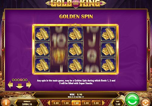 Игровые бонусы в Gold King онлайн