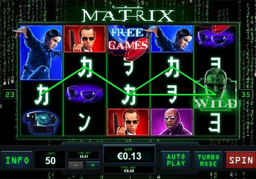 Игровой автомат Matrix - призовая комбинация символов Призовая комбинация символов в игровом автомате Matrix