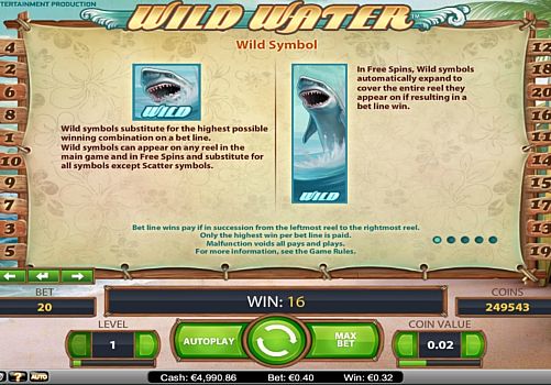 Онлайн аппарат Wild Water - дикий знак Дикий знак в онлайн аппарате Wild Water