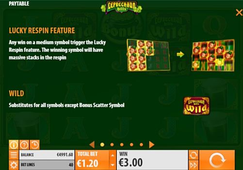 Онлайн слот Leprechaun Hills - правила респинов Правила респинов в онлайн слоте Leprechaun Hills